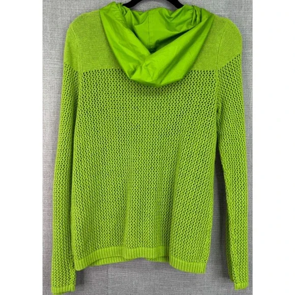 Zenergy by Chico's Crochet Knit Hooded Sweater Women's 0 Size Small Green - Picture 4 of 7
